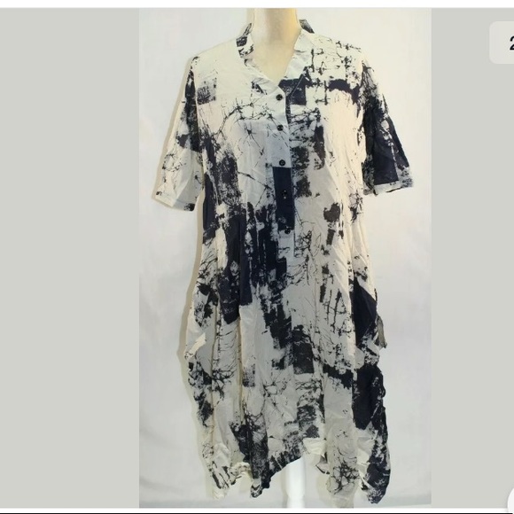 Amato Rizzi Dress Ink Abstract Button-Up Maxi - Picture 2 of 7